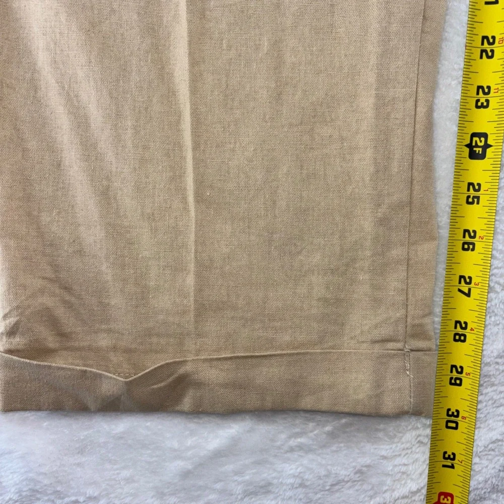 Trust Mens Pleated Linen Blend Dress Pants Tan Beige Cuffed W42 L32 resort wear